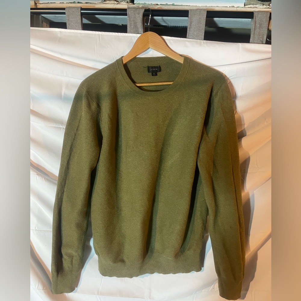 J Crew Men’s Cotton crew neck sweater green in S